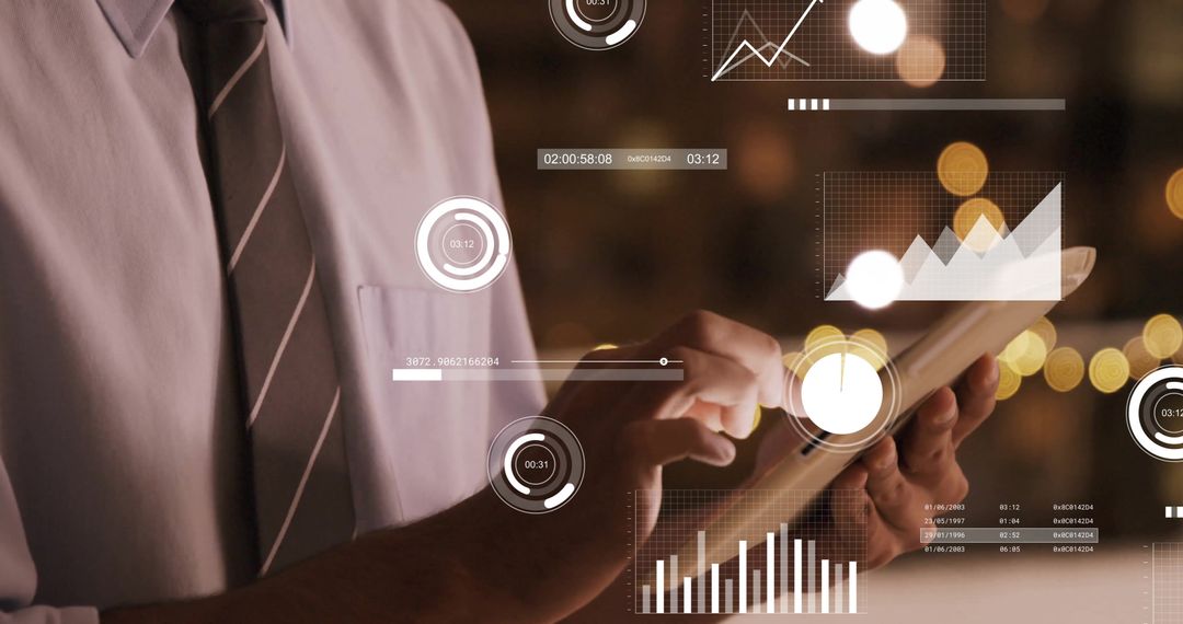 Businessman Analyzing Digital Data Insights on Tablet