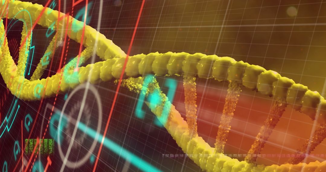 Futuristic Digital Interface with DNA Strand and Scope