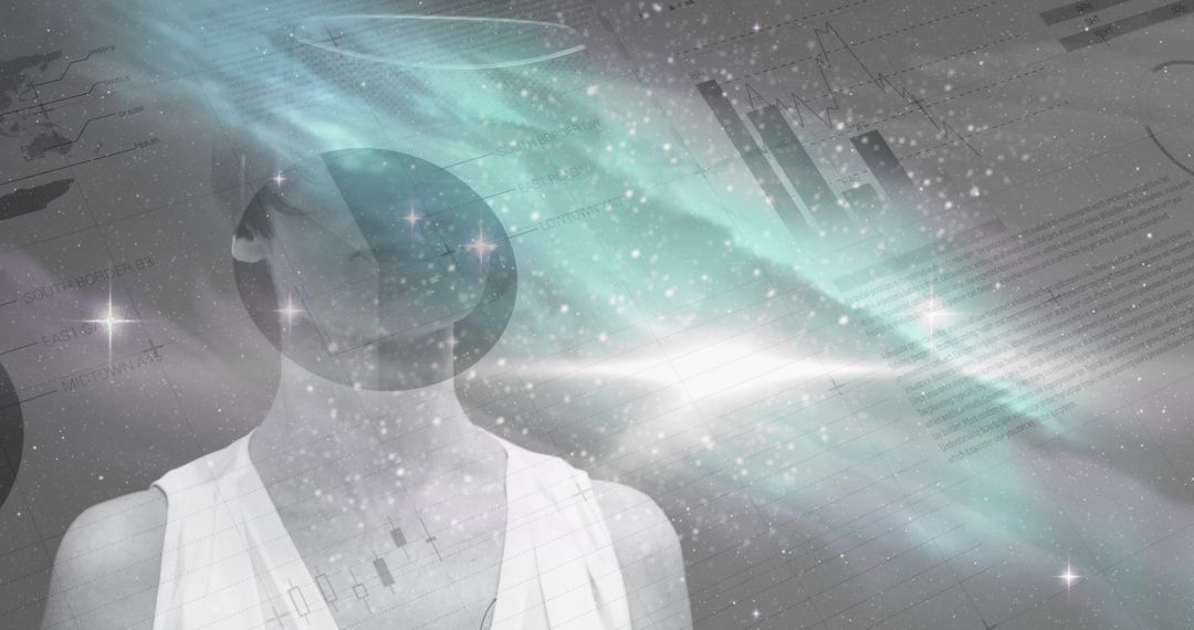 Futuristic Interface Blending Human and Cosmic Elements