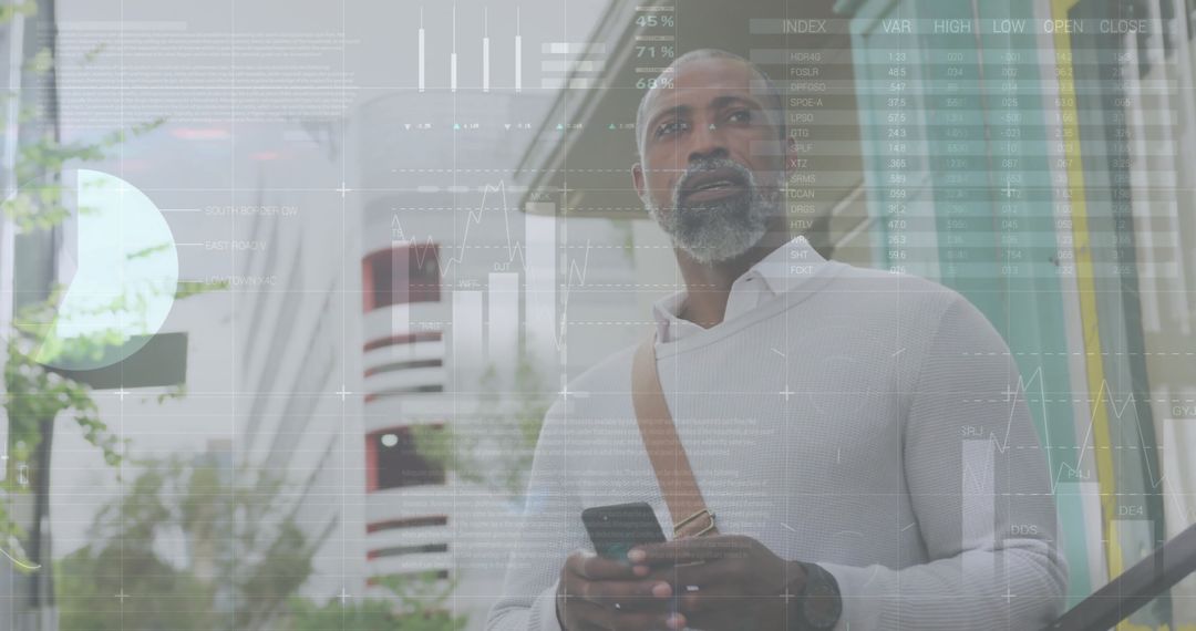 Businessman Analyzing Data Visualizations on Phone