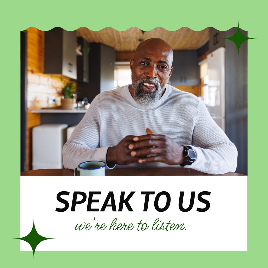 Smiling Mature African American Man Offering Supportive Listening