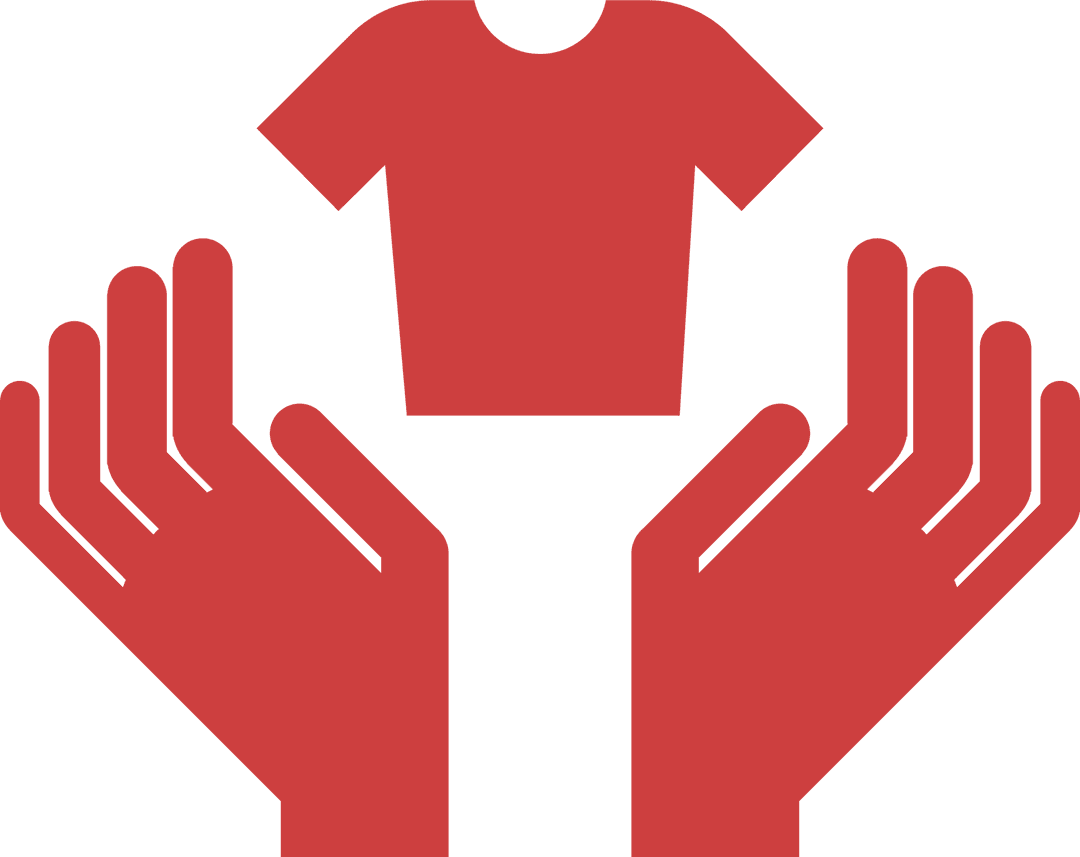 Red Hands Holding T-Shirt Symbol on Transparent Background