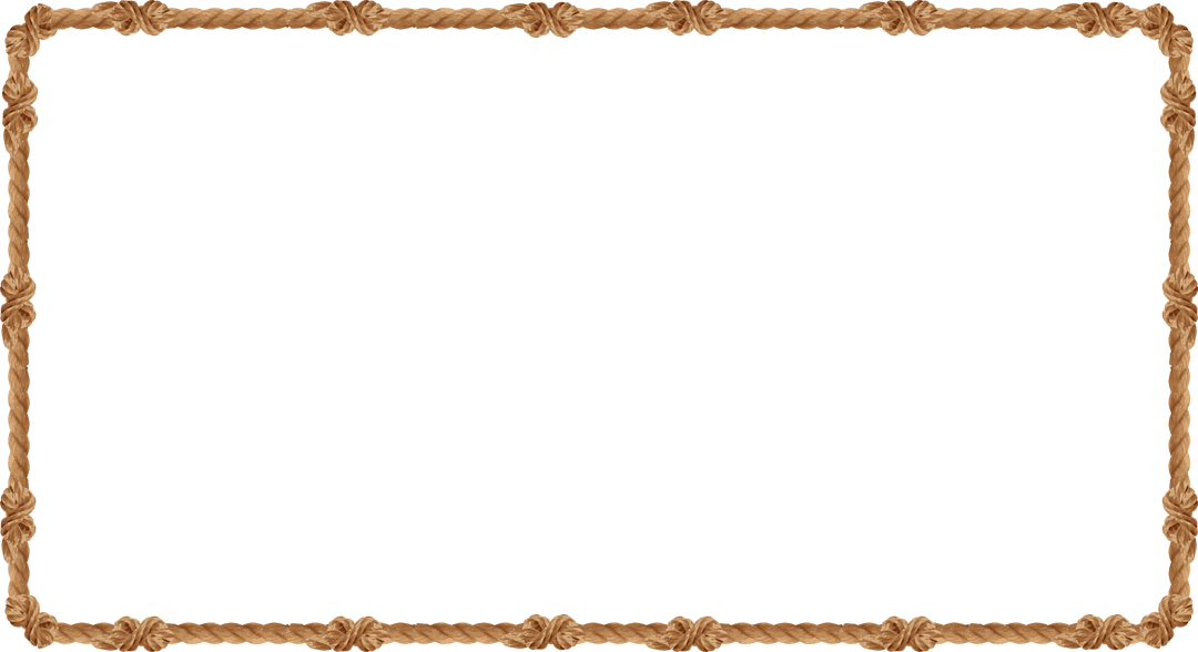 Ornate Rectangular Rope Border with Knotted Corners on Transparent Background