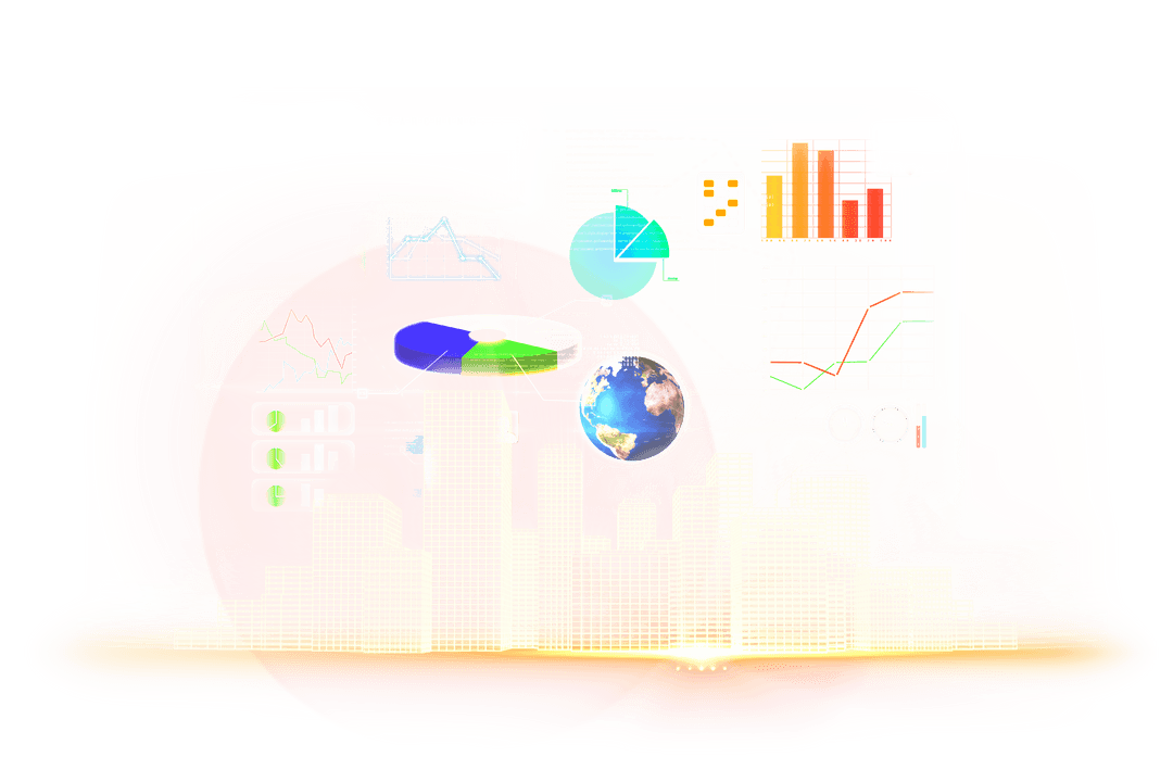 Businesses Analysis with Transparent Digital Charts and Globe