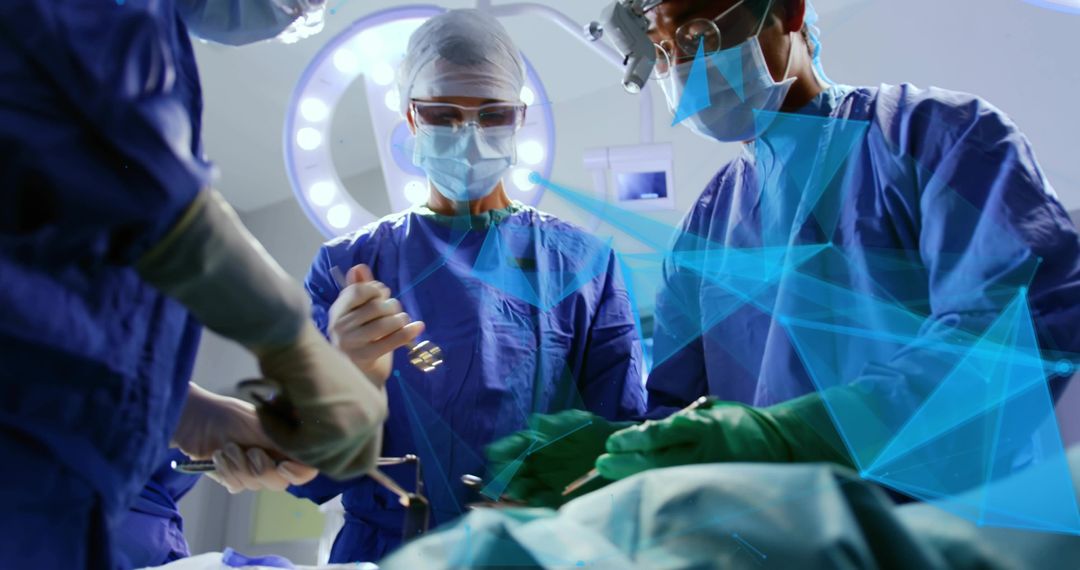 Multidisciplinary Surgical Team Performing Precision Surgery Using Advanced Instruments