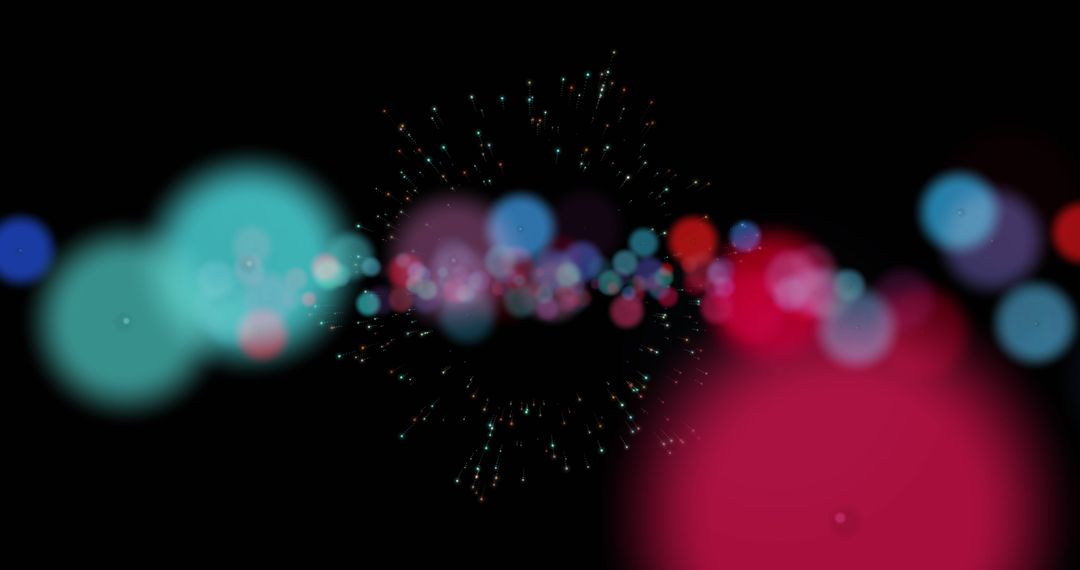 Abstract Bokeh Lights and Colorful Confetti on Black