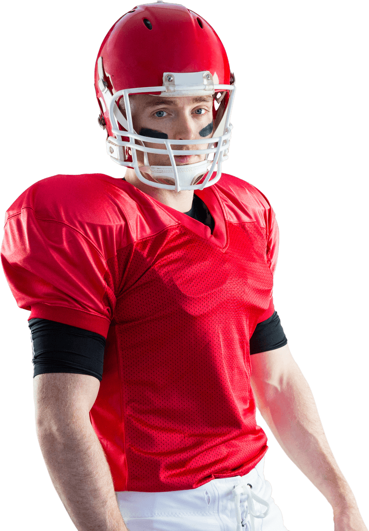 Transparent American Football Player Wearing Red Jersey and Helmet