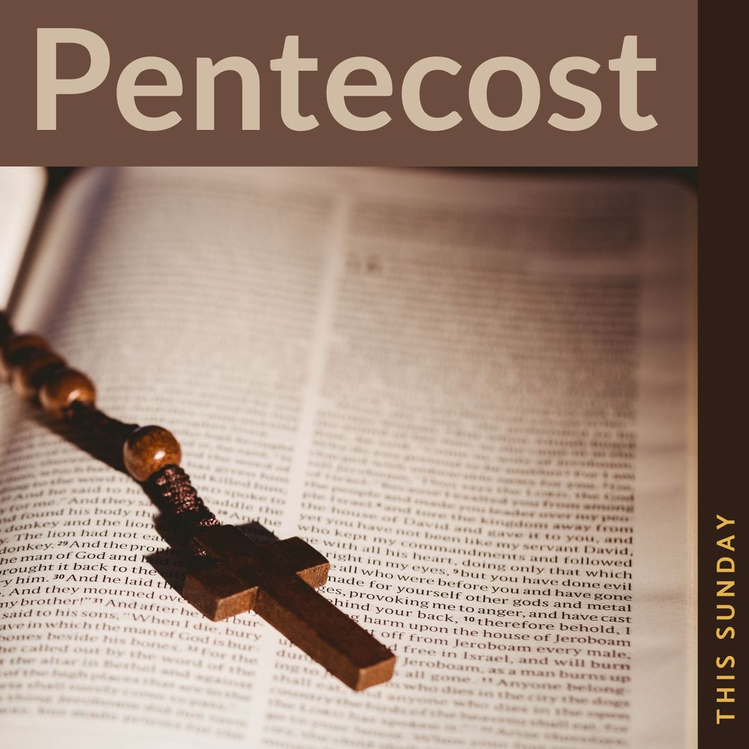 Pentecost Rosary on Bible Celebratory Layout for Religious Event