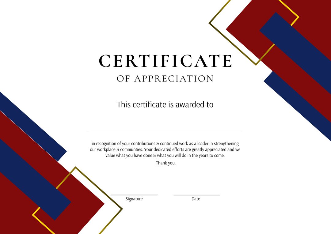 Modern Certificate of Appreciation with Geometric Design - Download Free Stock Templates Pikwizard.com