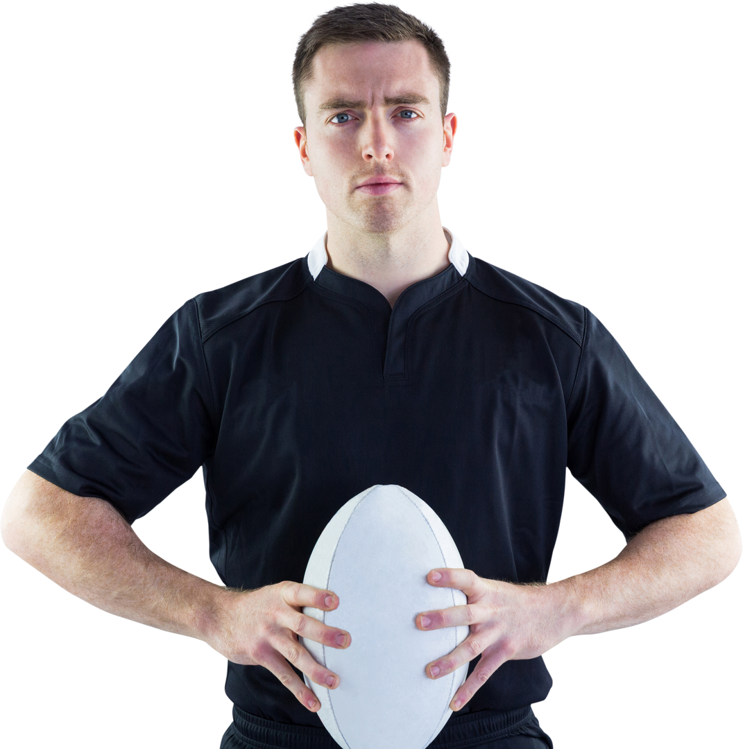 Confident Rugby Player Holding Rugby Ball On Transparent Background - Download Free Stock Images Pikwizard.com