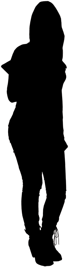 Woman Silhouette Standing with Transparent Effect on Background