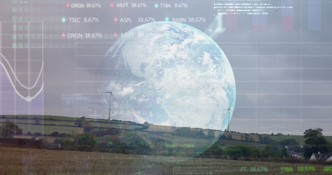 Globe and Data Display with Renewable Energy Theme