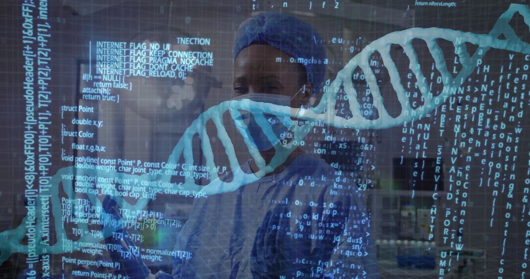 Biotech Research Innovations with Digital DNA and Code Overlay
