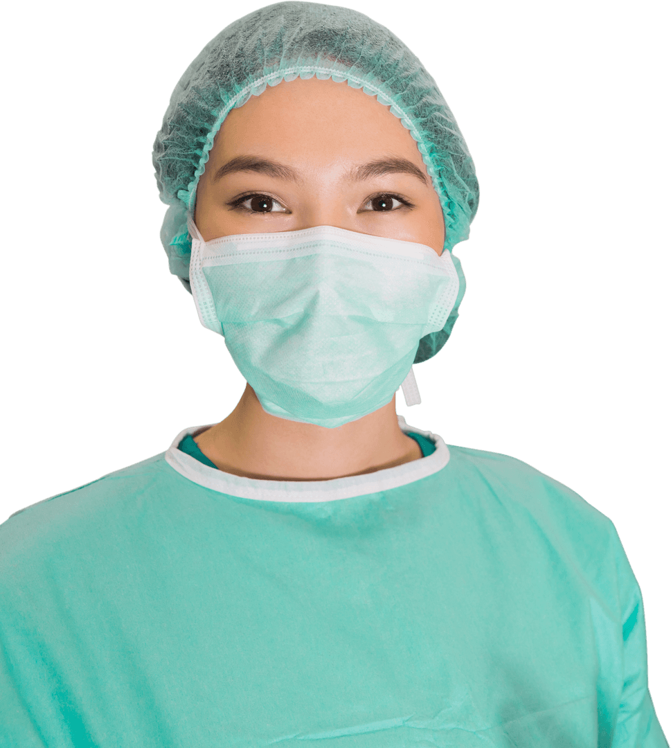 Female Doctor With Face Mask on Transparent Background for Healthcare Use