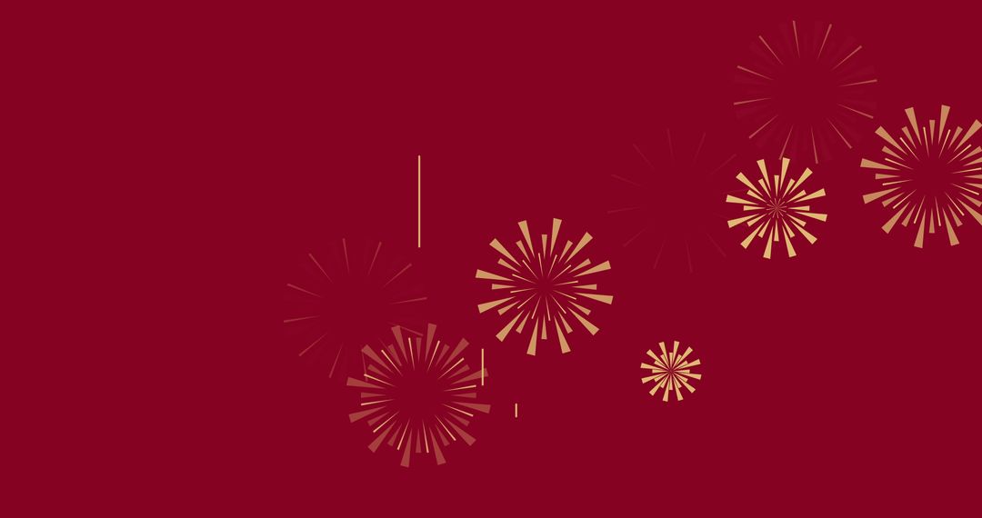 Festive Fireworks on Red Background for Celebrations