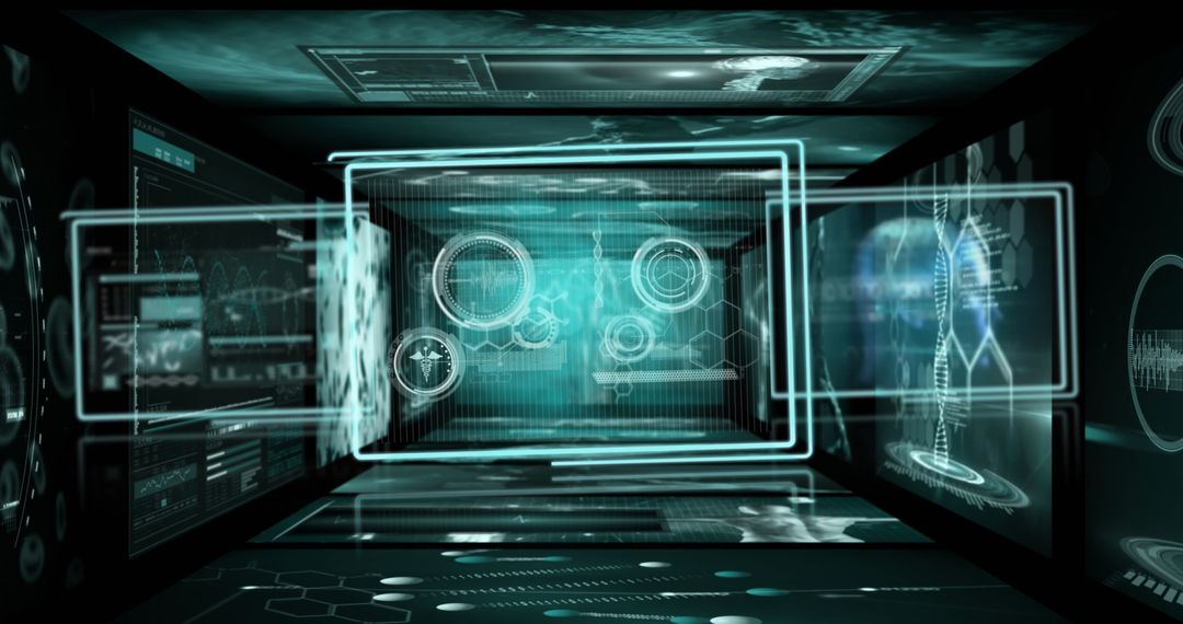 Futuristic Medical Interface with DNA Strand Display