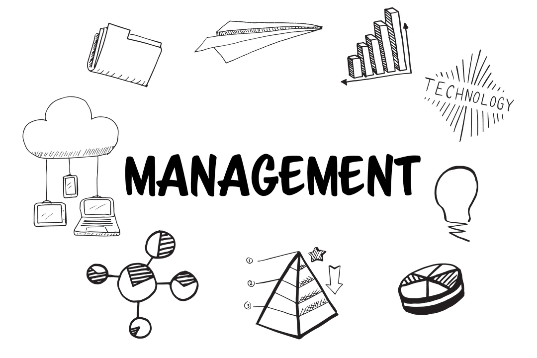 Transparent Business Management Symbols on Modern Layout