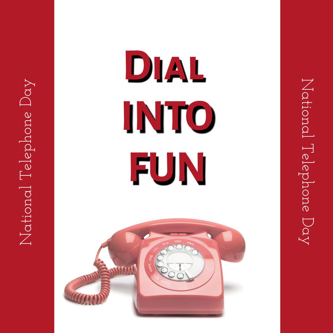 Retro Red Telephone Celebrating National Telephone Day - Download Free Stock Templates Pikwizard.com