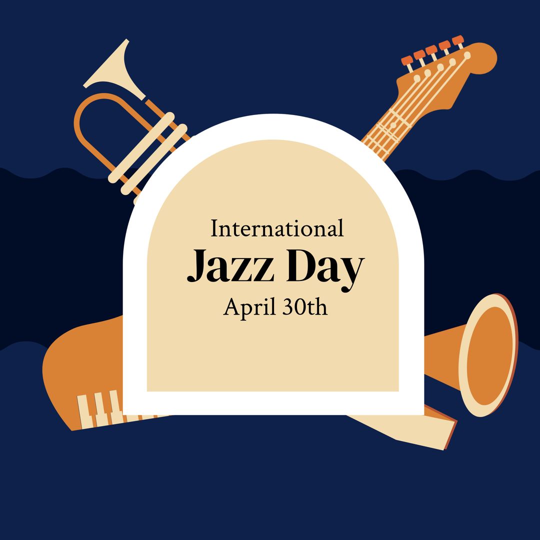 International Jazz Day Celebration Vector with Musical Instruments