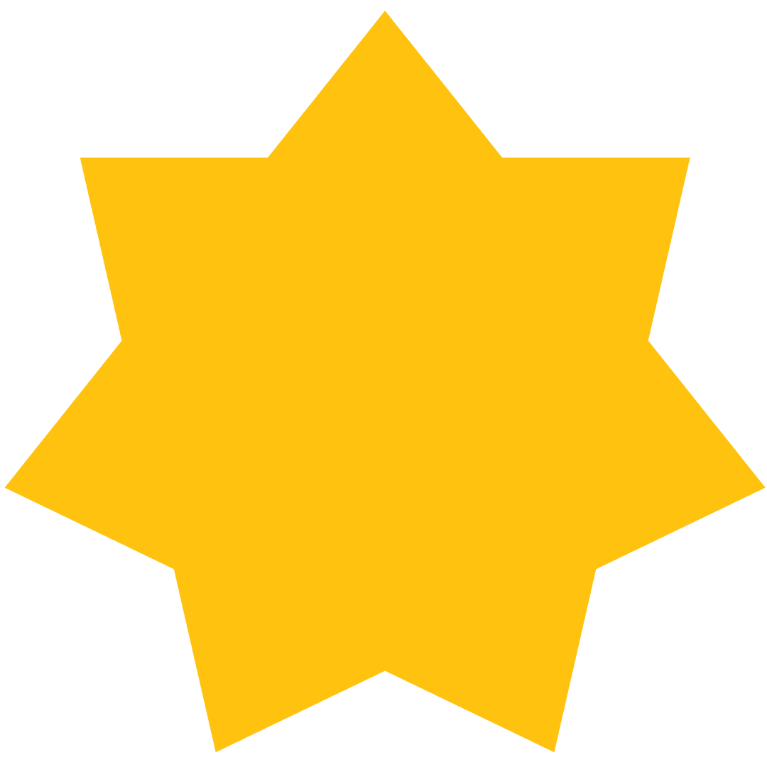 Yellow Eight-Pointed Star Icon on Transparent Background