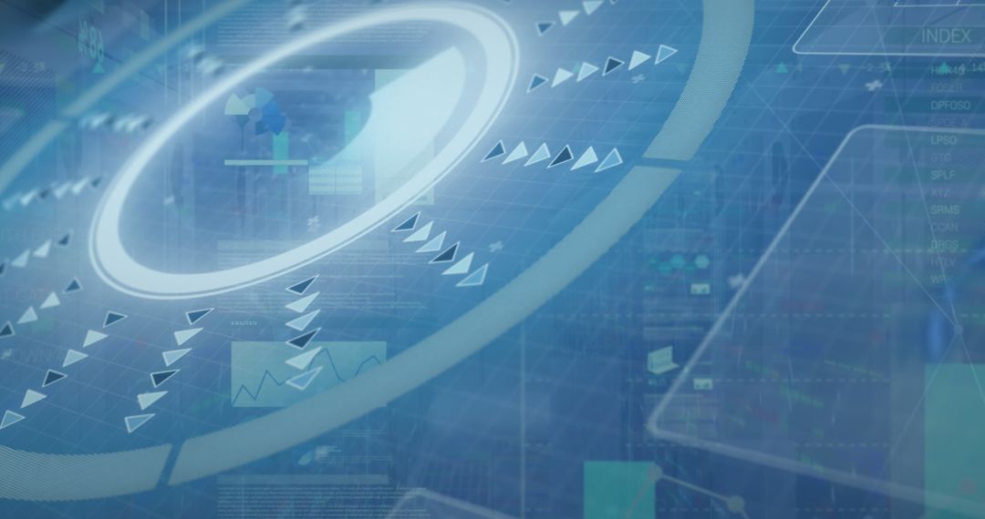 Futuristic Dashboard with Glowing Ring Animation and Data Visualization