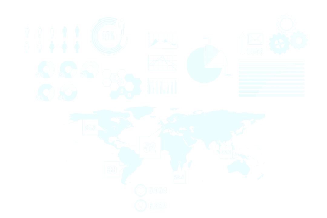 Transparent Digital World Map with Data Icons