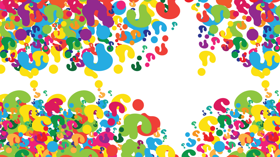 Vibrant Transparent Question Marks Design on Black
