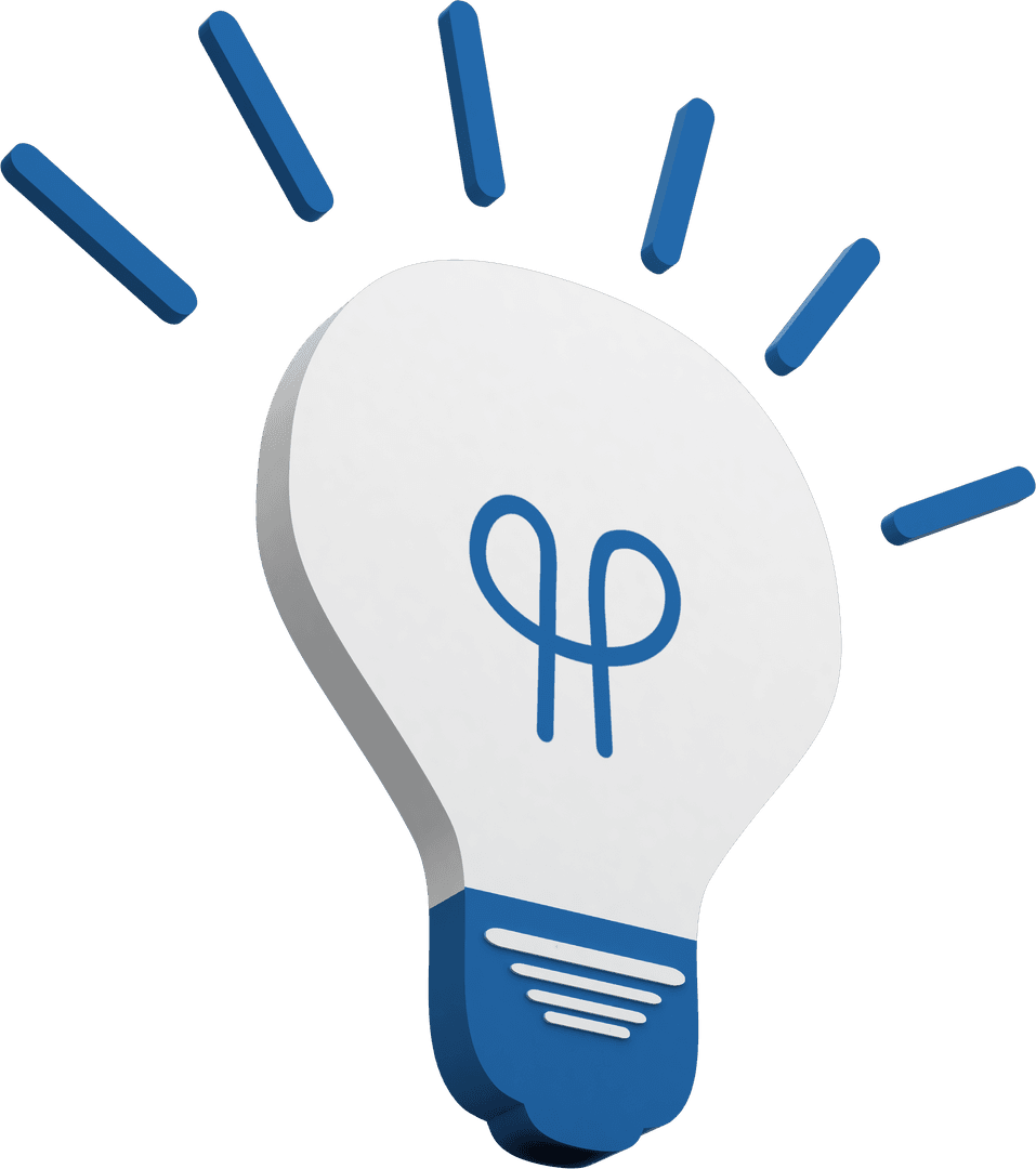 Blue and White Transparent Light Bulb Icon Design