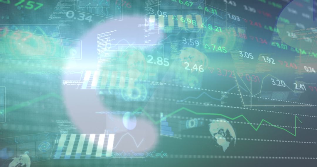 Abstract Digital Interface with Data Charts and Analytics