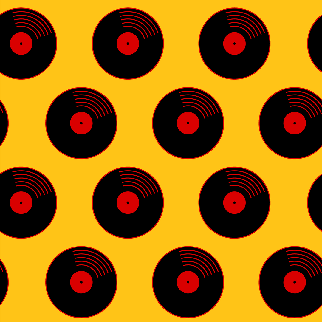 Vinyl Records Pattern on Transparent Background for Retro Music Designs