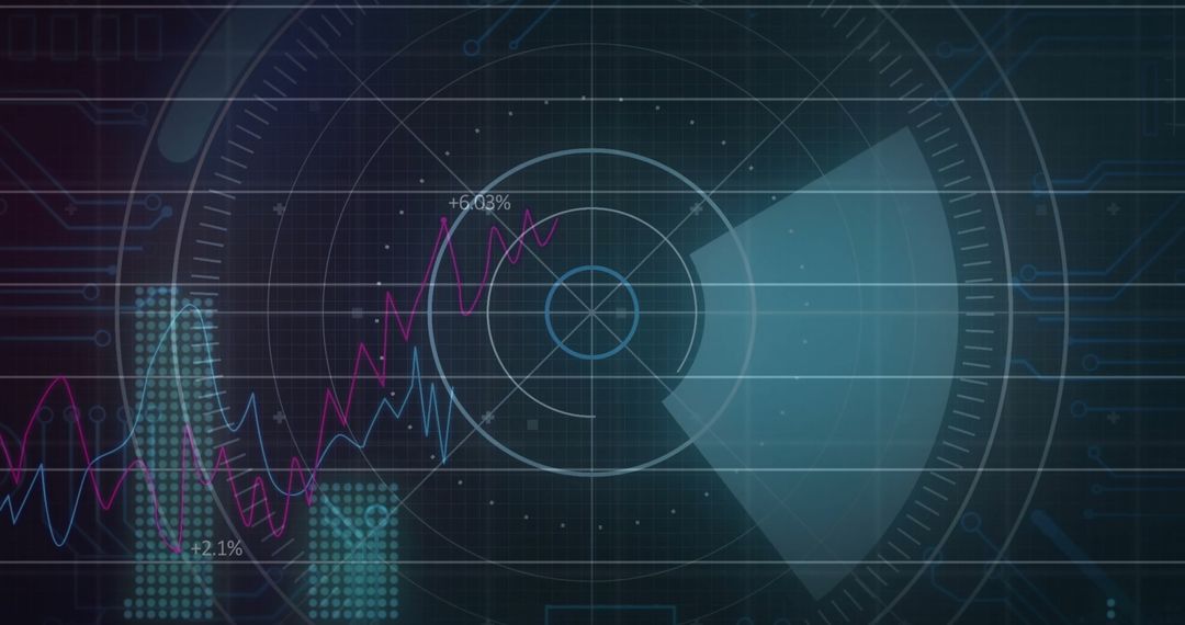 Futuristic Digital Dashboard Interface with Radial HUD