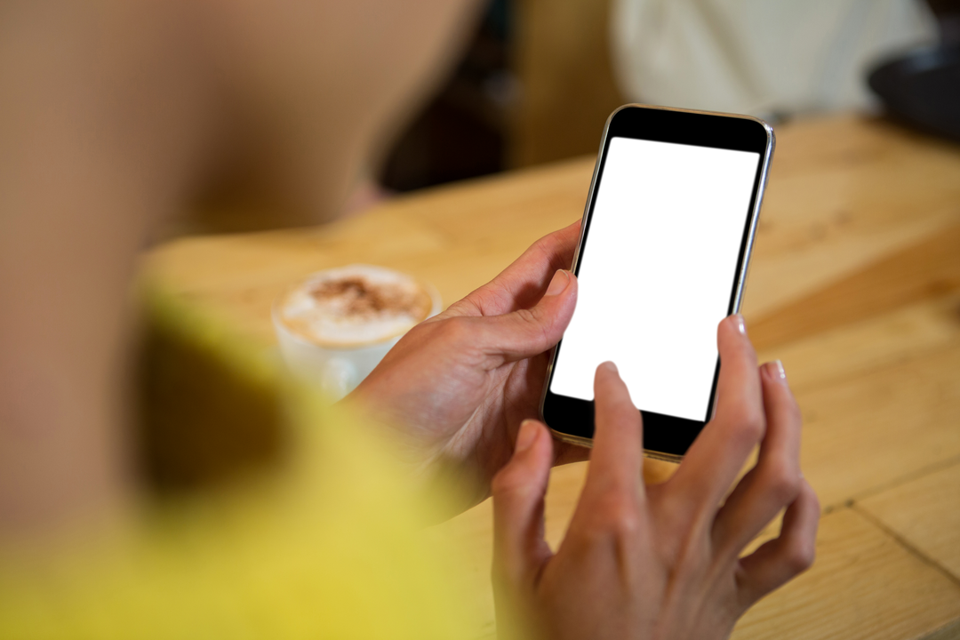 Transparent Touch Interface on Smartphone in Cozy Cafe - Download Free Stock Images Pikwizard.com