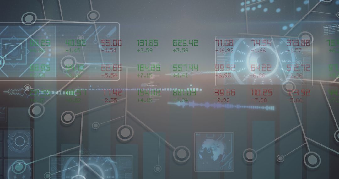 Futuristic Financial Data Analytics Overlay with World Network