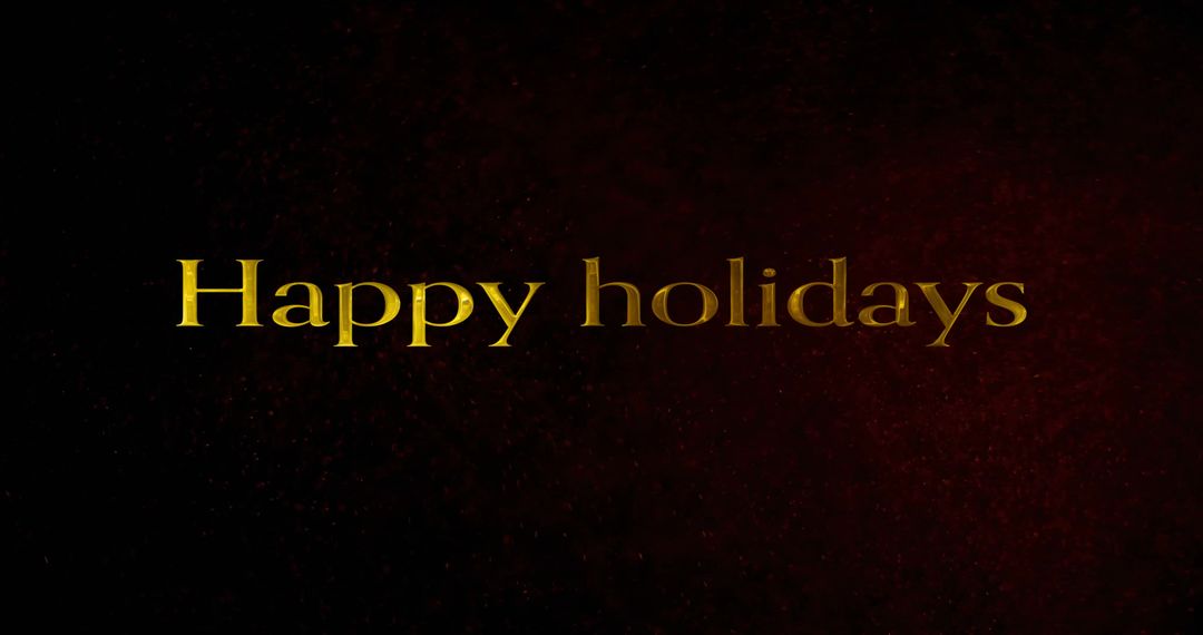 Elegant Golden Happy Holidays Message on Red Grunge Background