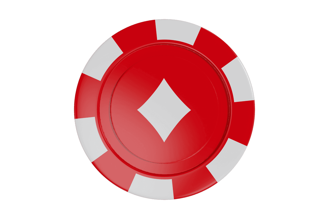 Red Casino Chip with Diamond Symbol Transparent Background