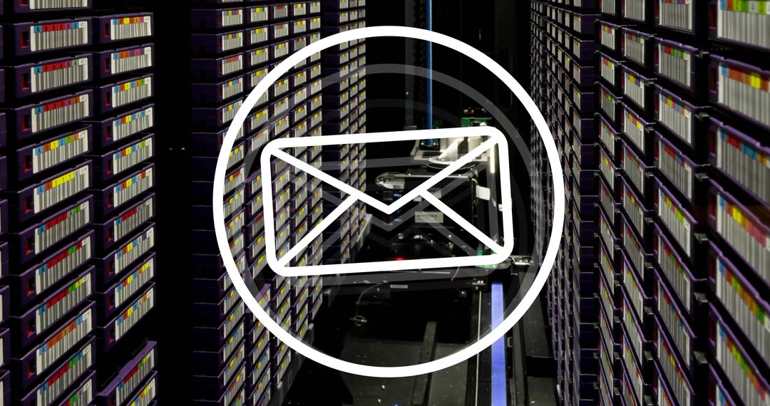 Mail Icon Overlaid on Data Center Servers