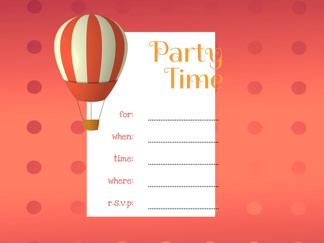 Colorful Hot Air Balloon Party Invitation