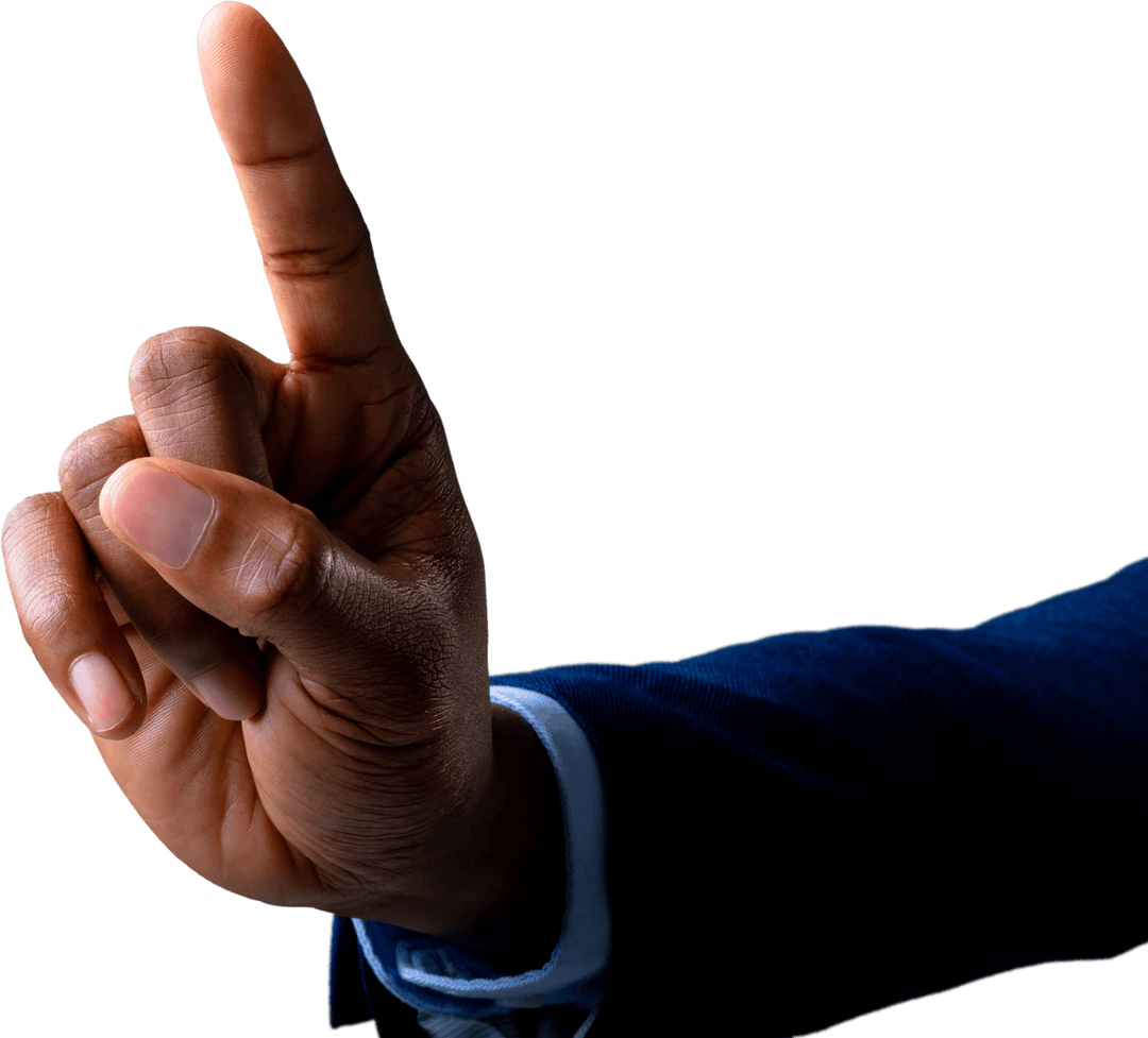 Businessman Hand Gesturing Touch Transparent Background