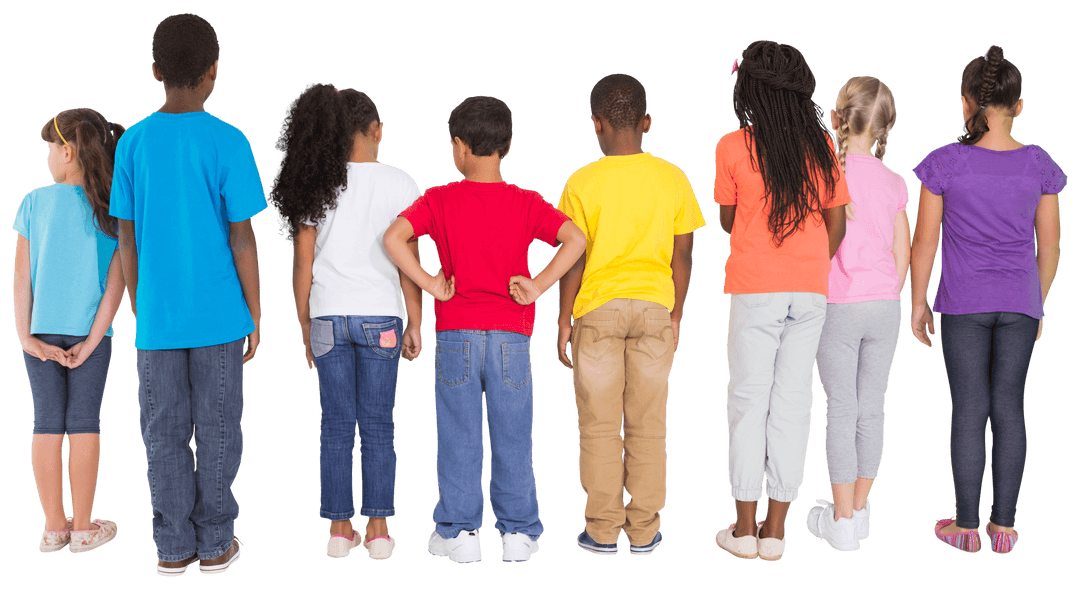 Diverse Group of Children from Diverse Backgrounds on Transparent Background