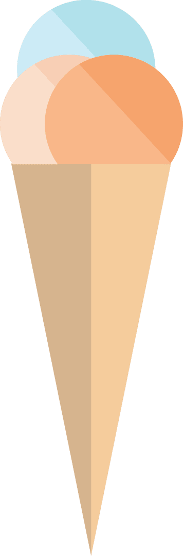 Colorful Classic Ice Cream Cone on Transparent Background