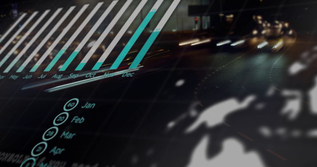 Digital Data Processing Overlaying Busy City Traffic