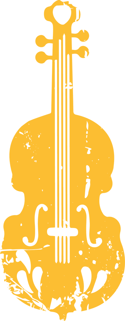Vintage Yellow Violin Grunge on Transparent Background