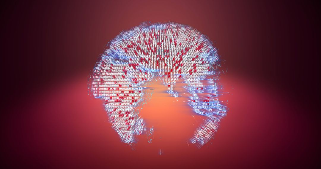Digital Data Processing Globe on Orange Background