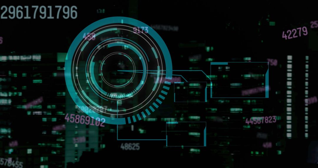 Rotating Safe Lock Overlay on Digital Data Background