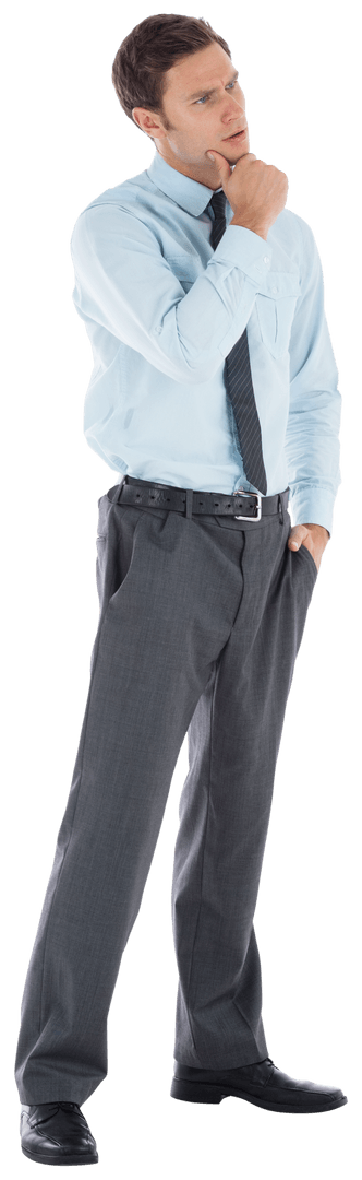 Transparent Thoughtful Businessman Pondering New Ideas