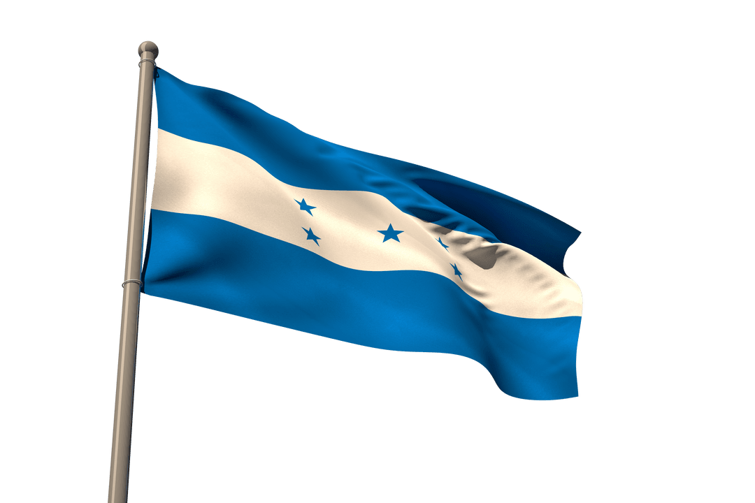 Waving Honduras Flag on Transparent Background