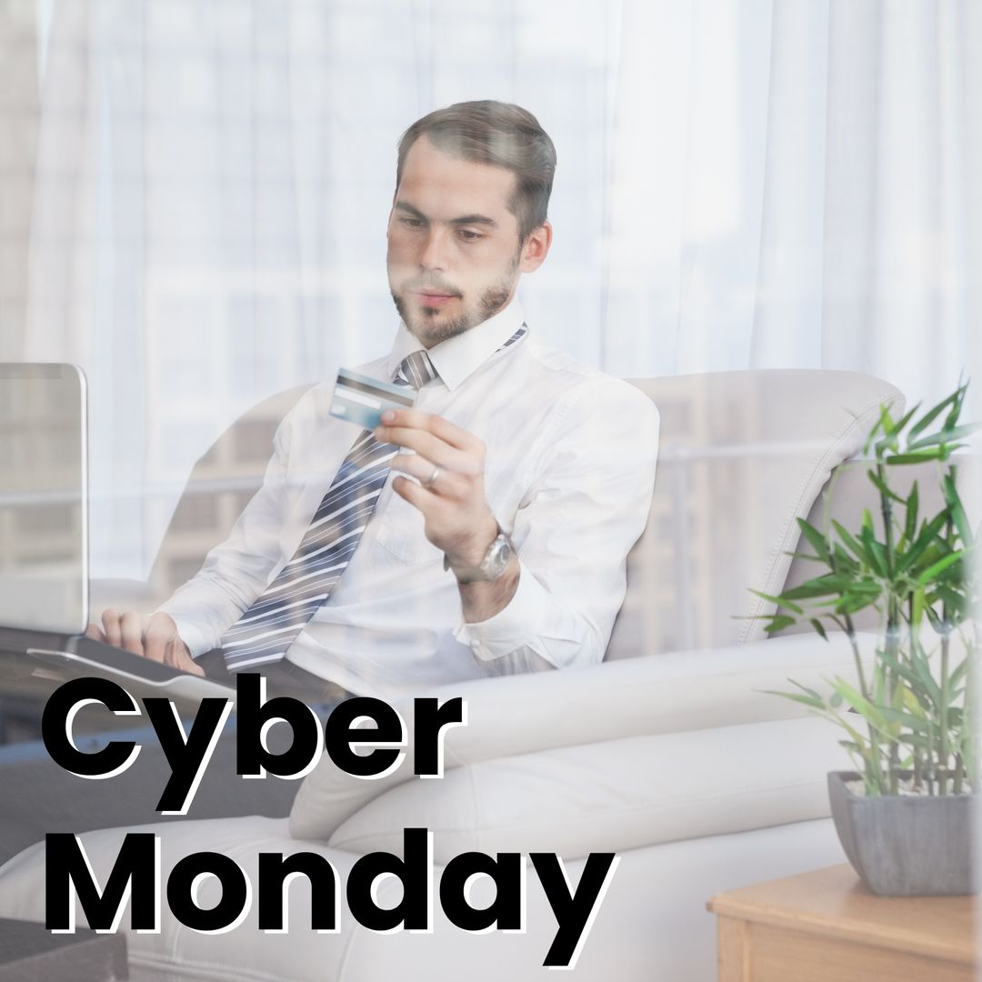 Caucasian Businessman Shopping Online with Credit Card