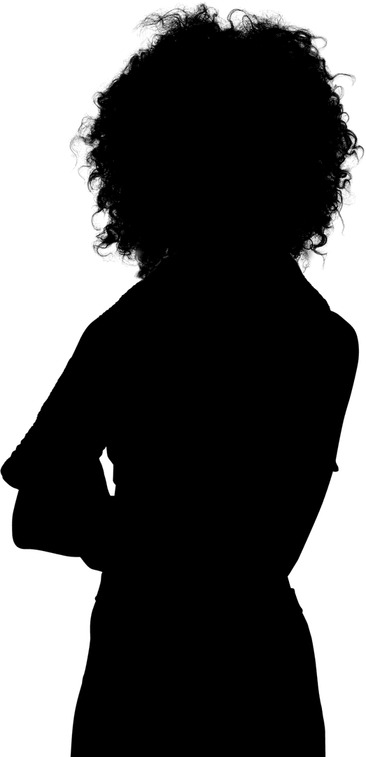 Transparent Female Silhouette with Arms Crossed