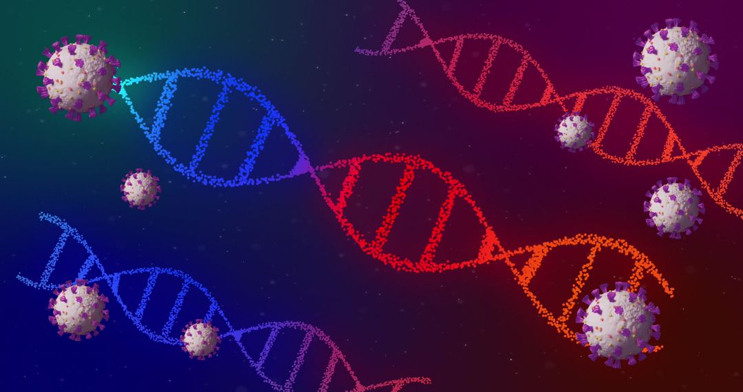 DNA Helix and Virus Illustrating Genetics and Disease Control