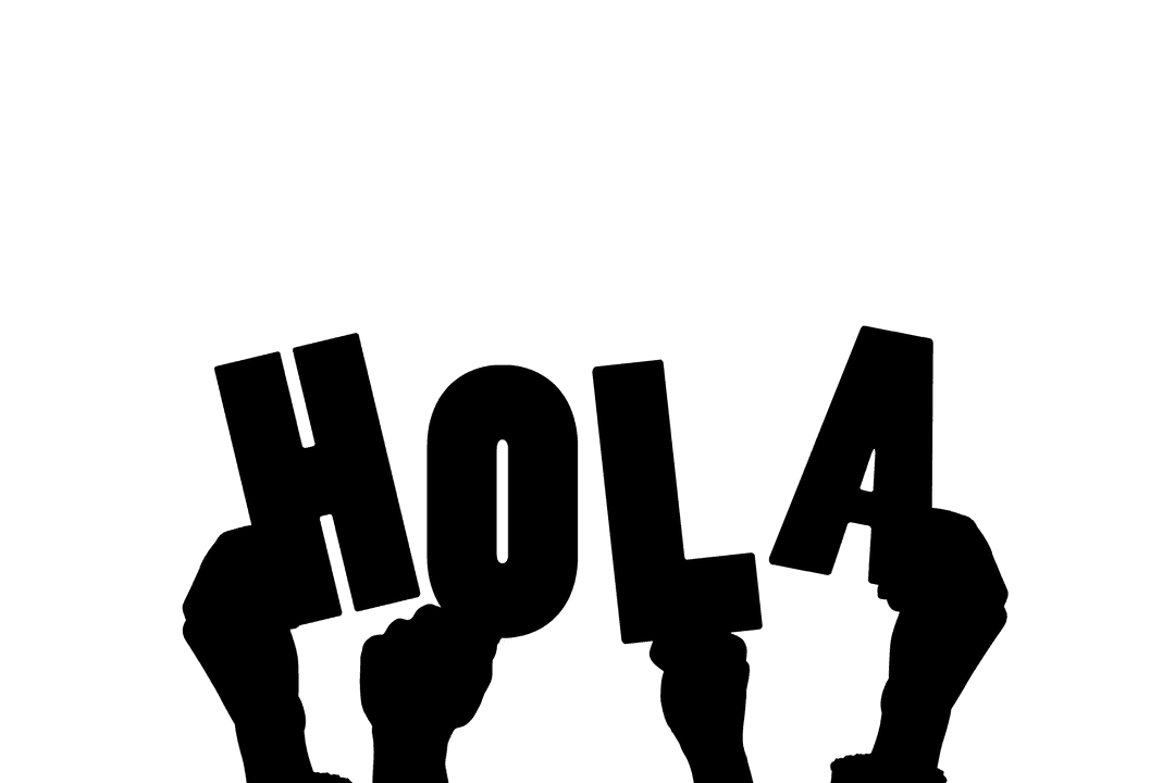 Hands Holding 'Hola' Text Sign on Transparent Background